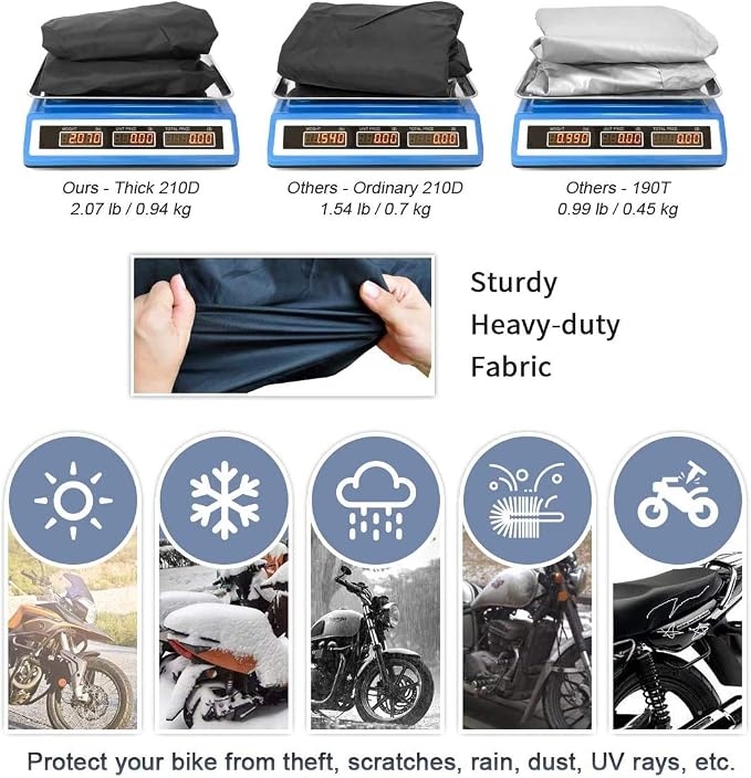 XYZCTEM Motorcycle Cover -Waterproof Outdoor Storage Bag, Made of Oxford - Image 7