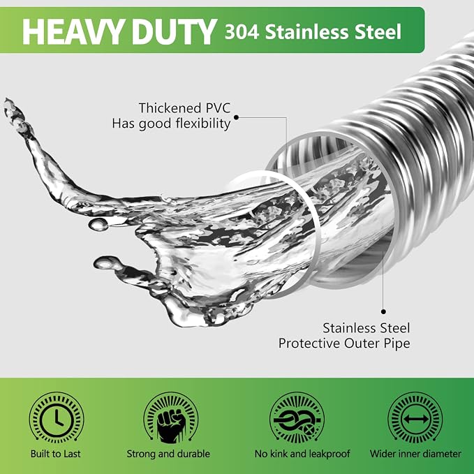 Sunfiier Short Garden Hose 5 Ft – Extension Leader Hose-304 Stainless Steel - Image 2