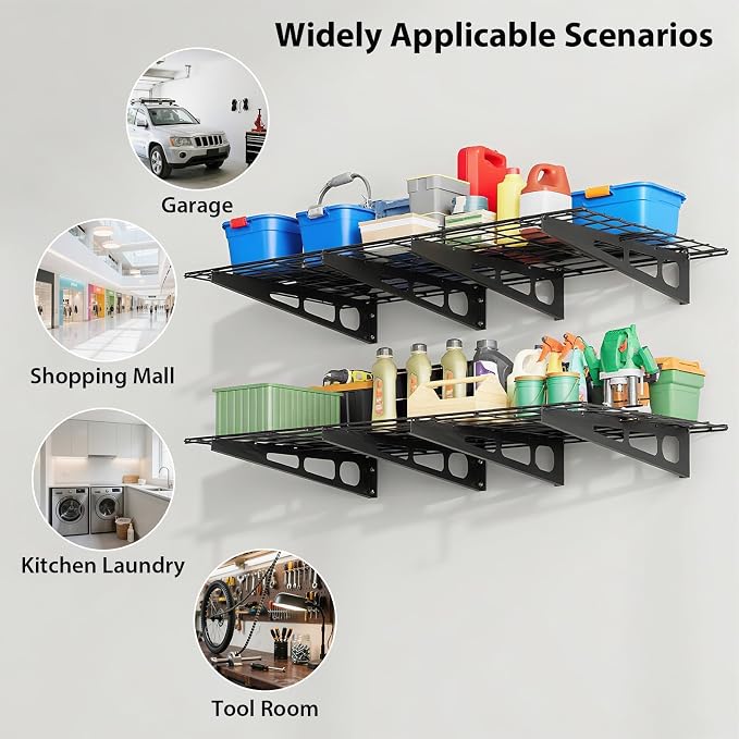 2 Pack 2x6ft Garage Storage Shelving Wall Mounted, 24-inch-by-72-inch 1600 Lbs - Image 9