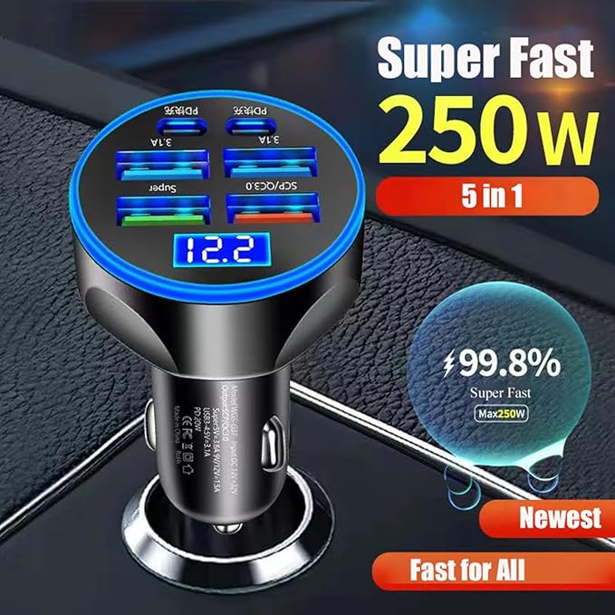 Super Fast Charge USB C Car Phone Charger Adapter 6 in 1 - Image 2
