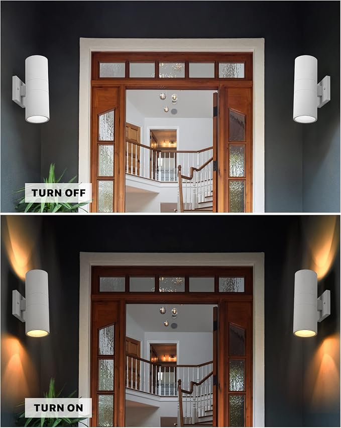 Ken & Ricky White Outdoor Wall Lights, Exterior Sconces Wall Lighting - Image 4