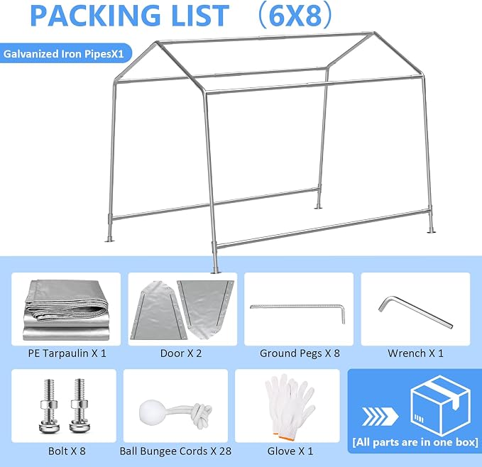 6x8 ft Carport Heavy Duty Tent - Image 7
