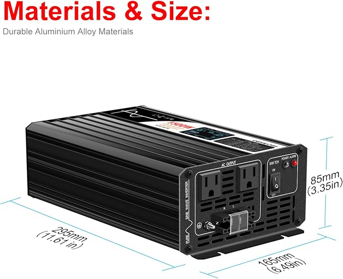 Xijia 1500W Pure Sine Wave Inverter DC 72V to AC 120V 60HZ Solar Converter - Image 6