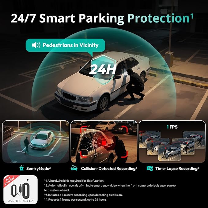 3K 4 Channel Dash Cam, 560° All-Sides View, Front and Rear Inside Car Camera - Image 6