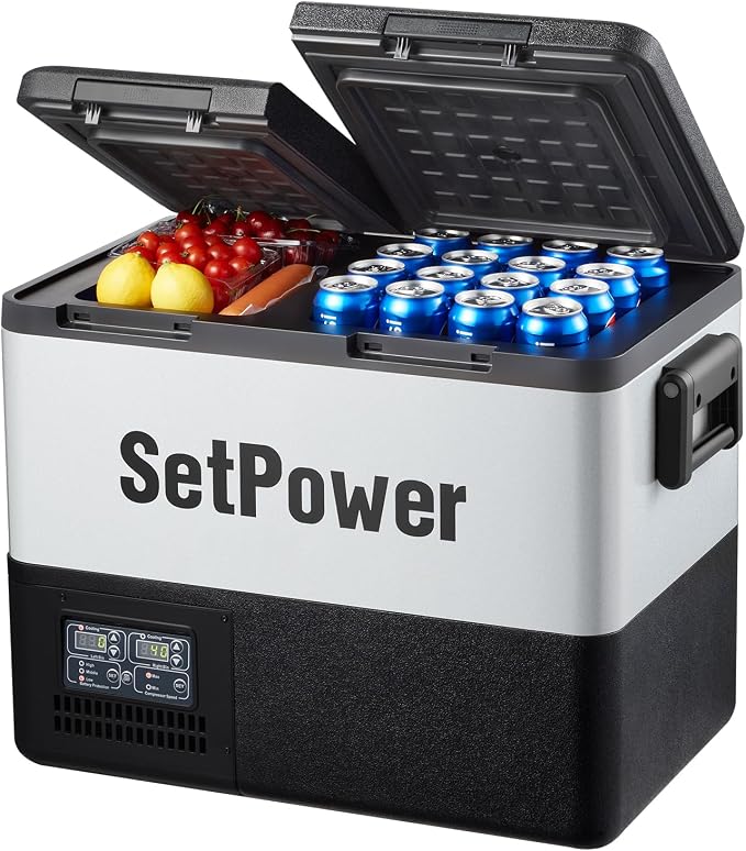 Setpower PT45 Electric Cooler Car Refrigerator, 45L Dual Zone Portable Freezer by SetPower