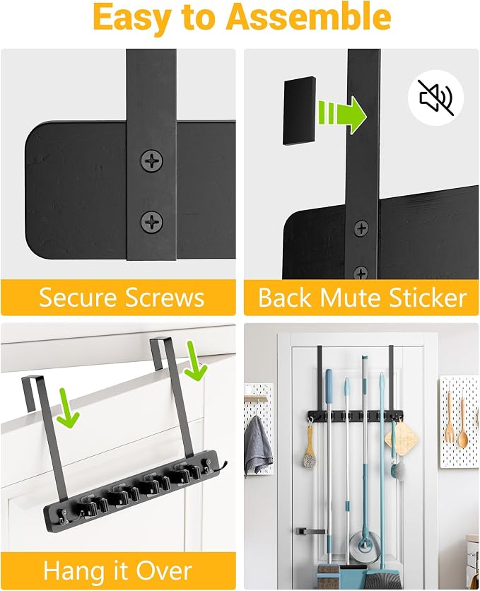 Lorbro Broom Holder Door Mount, Over the Door Broom and Mop Holder - Image 8