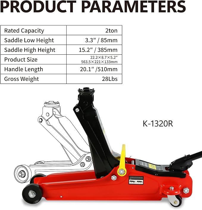 5 Piece Car Truck Floor Jack Service, Hydraulic Trolley Floor Jack & Jack - Image 2