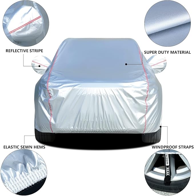 Tecoom Hard Shell Zipper Design Waterproof UV-Proof Windproof Car Cover - Image 6