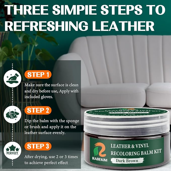 Dark Brown Leather Repair Kit, Leather Recoloring Balm – Restore & Repair Faded - Image 6