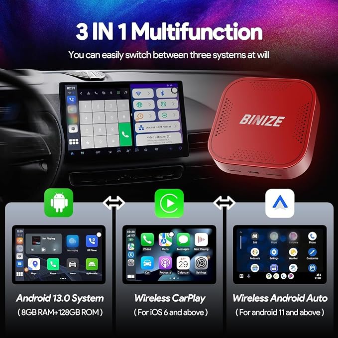 Binize Carplay Ai Box Android 13 AndroidAuto AI Box Wireless Carplay - Image 3