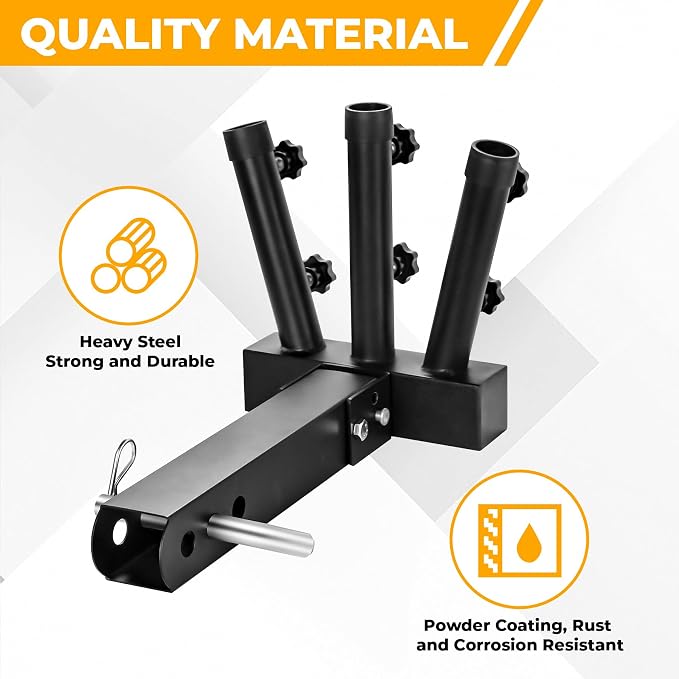 Heavy Duty Three Hitch Flag Holder, Trailer Hitch Flag Pole Holder, Fits 2" - Image 3