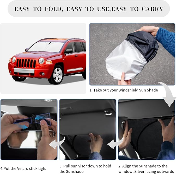 Sun Shade Sunshade for Jeep Compass Windshield Cover, 4-Layer Front Window - Image 6