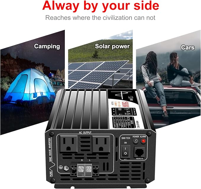 Xijia 1500W Pure Sine Wave LCD-Display DC 24V Inverter AC 120V 60HZ Solar - Image 10