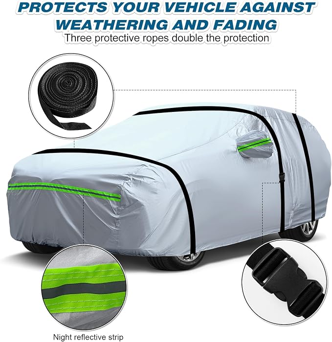 TUCAREST 6-Layers Full Car Cover Universal Premium Shell Zipper Design - Image 4