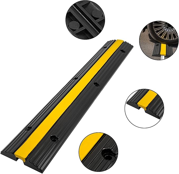 CXRCY Cable Protector Ramp 4 Pack of 1-Channel Rubber Hose Ramp, 22046Lbs - Image 7