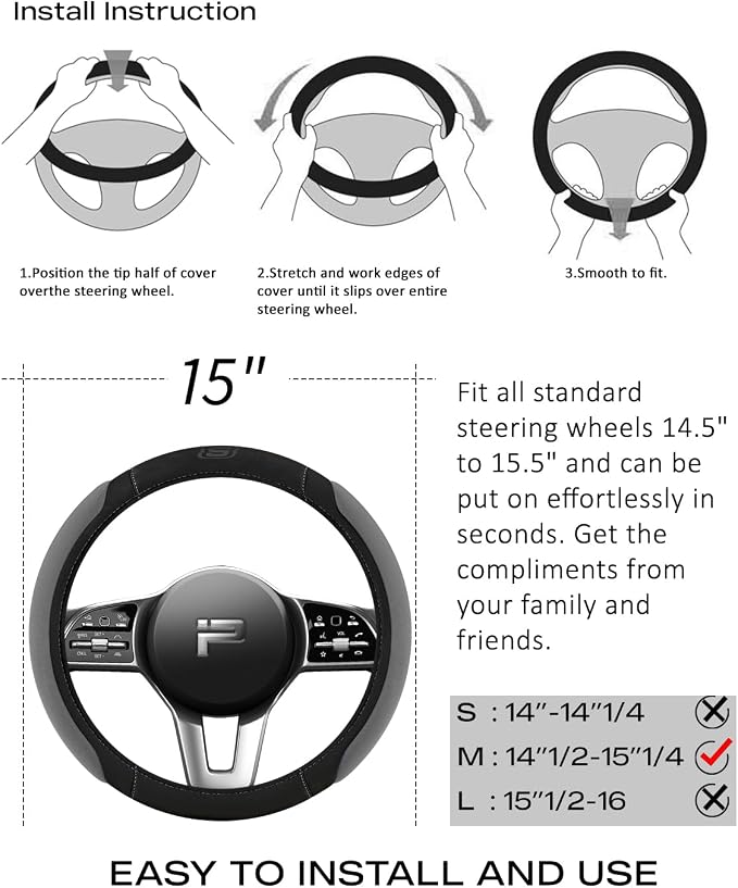 Skechers Steering Wheel Cover, 14.5-15 Inch Universal Memory Foam Car Steering - Image 8