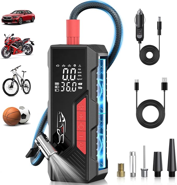 Tire Inflator Portable Air Compressor, Cordless Air Pump by Aneson