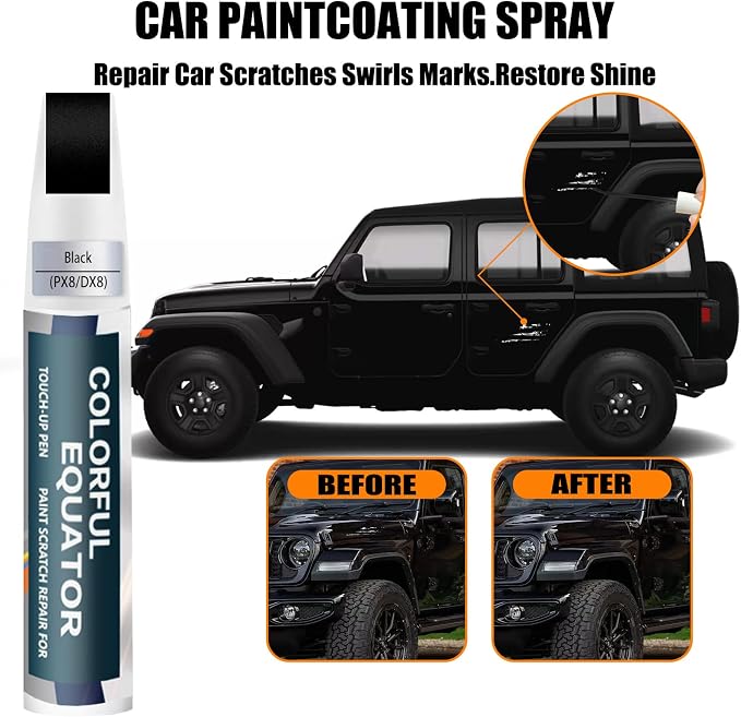 PX8/DX8 Black Touch Up Paint for Jeep, Car Paint Pen Scratch Repair Two-In-One - Image 3
