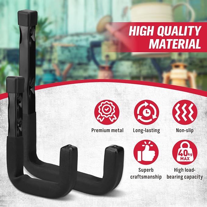 SEDY Heavy Duty Garage Storage Hooks: 4-Piece 6" & 3" Wall Mount J Utility - Image 4