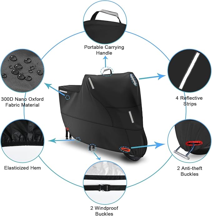 Motorbike Cover Waterproof Outdoor, Motorcycle Scooter Moped Rain Dust Cover - Image 3