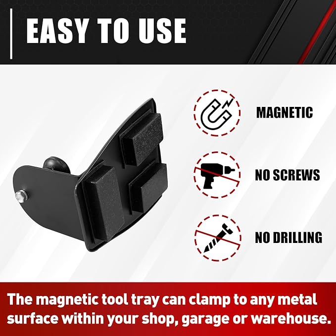 C&T 4-Piece Magnetic Toolbox Shelf, Tray and Holder Set, Magnetic Toolbox Tray - Image 2