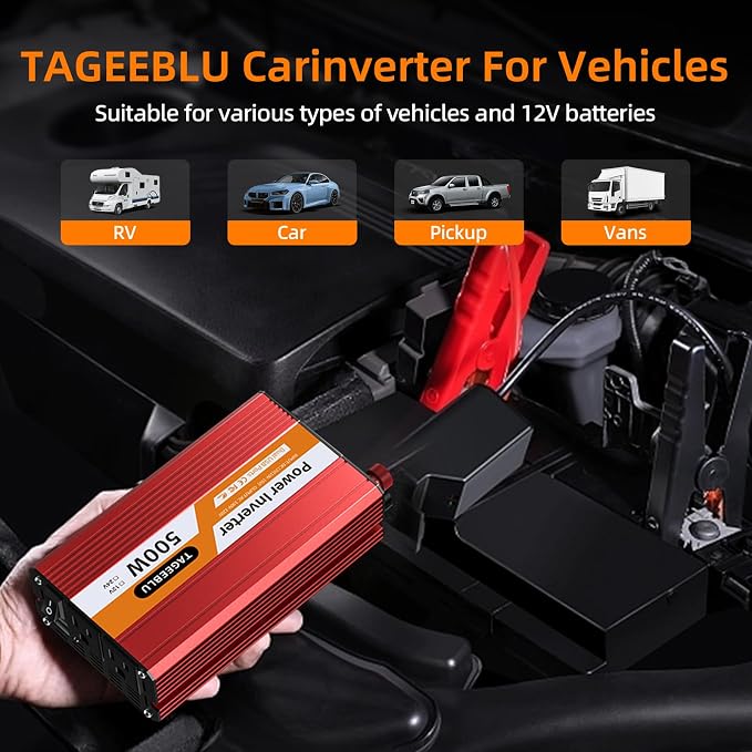 500W Power Inverter DC 12V to 110V/120V AC Car Inverter - Image 4