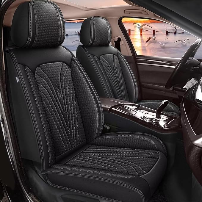 Car Seat Cover Fit for Toyota Camry 2012-2025 Full Set Faux Leather Breathable by DISUTOGO