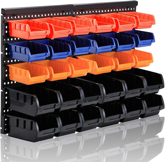 Wall Mounted Storage Bins Parts Rack 4 Colors Bin Organizer Garage Plastic Shop by MULSAME