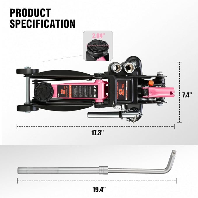 DNA MOTORING Floor Jack with Socket and Lock, Low Profile Hydraulic Trolley Jack - Image 4
