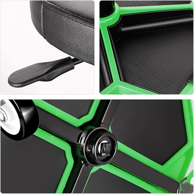 PM PERFORMOTOR Adjustable Height Pneumatic Garage Seat Rolling Mechanic Stool - Image 6