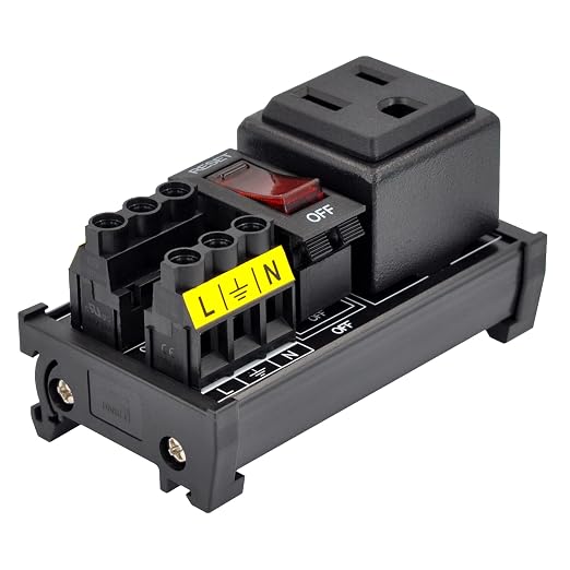 DIN Rail Mount AC 120V NEMA 5-15R Single Receptacle Outlet Power Strip Module - Image 2