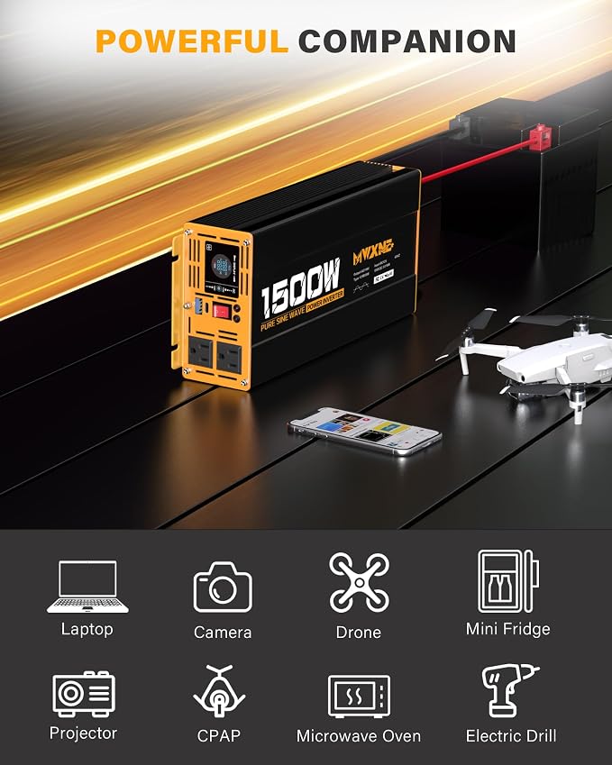 1500W Pure Sine Wave Power Inverter DC 12V to AC 110V 120V Converter - Image 8