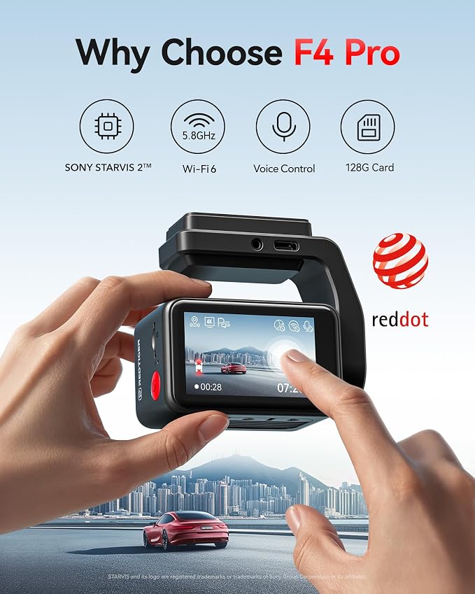 REDTIGER F4 Pro 4K Dash Cam Front and Rear, STARVIS 2 Sensor, 128GB Card - Image 2
