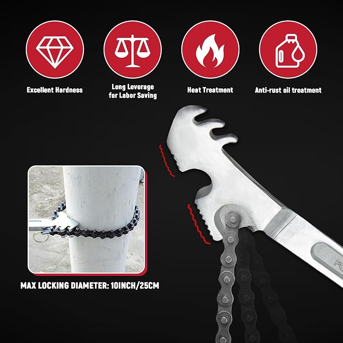 24 Inch Heavy Duty Carbon Steel Pipe Wrench, Fits Max 12 Inch Diameter - Image 4