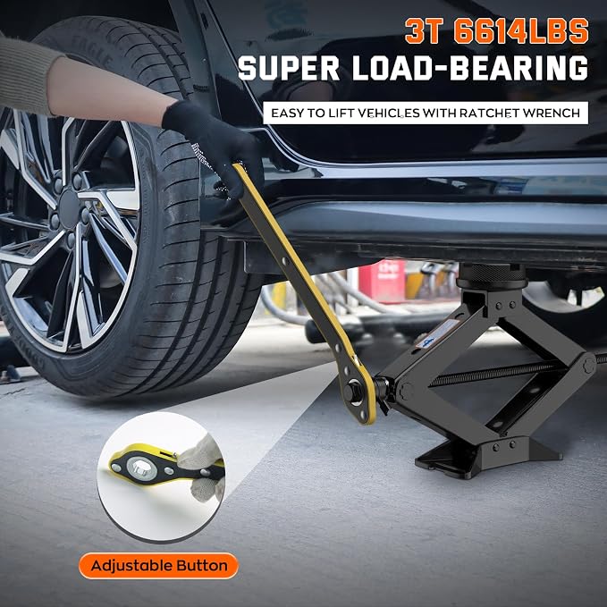 Scissor Jack 3 Ton, 4.1"-18.3" Lifting Car Jack, Heavy Duty Car Jack Kit - Image 3