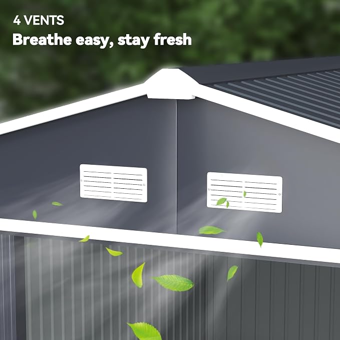 Outsunny 11' x 9' Outdoor Storage Shed, Garden Tool Metal Shed - Image 8