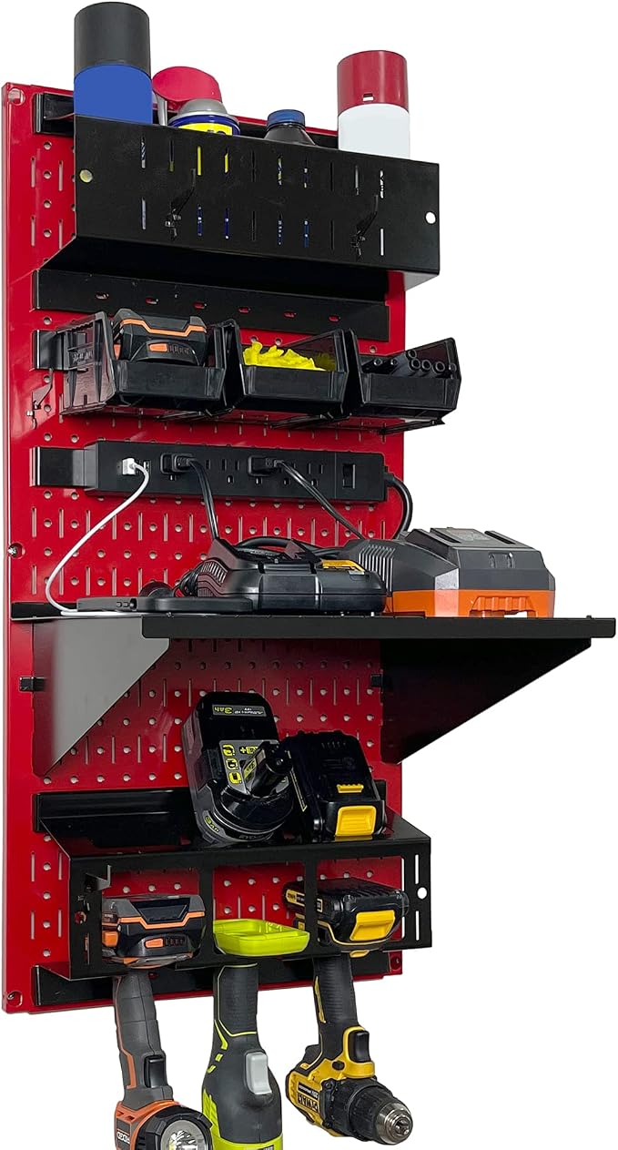 Wall Control Power Tool Storage Organizer Kit Cordless Drill Holder Charging by Wall+Control