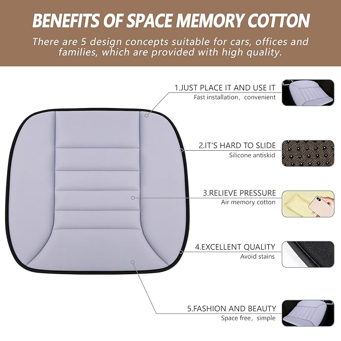 MYFAMIREA Car Seat Cushion Pad 1.2" Thick Comfort Seat Protector - Image 2