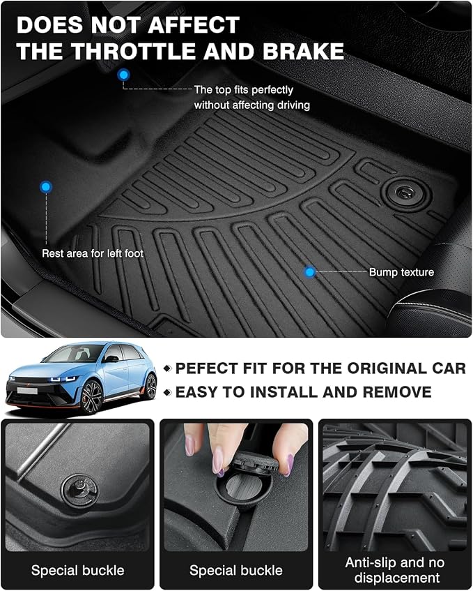 Powerty Floor Mats for 2022-2025 Hyundai Ioniq 5 Limited Only Accessories Liner - Image 4