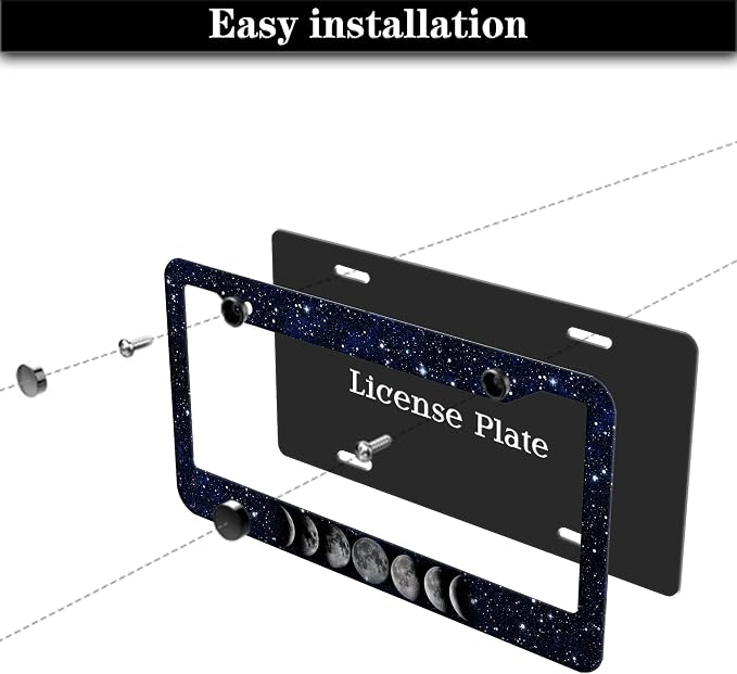 Automotive Exterior Accessories Black and White License Plate Frames Celestial - Image 7
