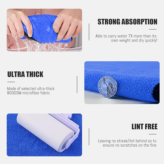 Airlab Microfiber Towels for Cars Wash Drying Thick Plush Cleaning Cloth Auto - Image 2
