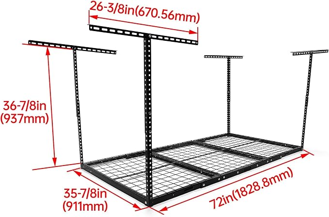 Kojem 3x6 Overhead Garage Storage Rack Adjustable Ceiling Garage Organization - Image 3