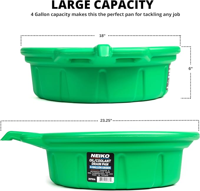 NEIKO 20761A Large Coolant/Oil Drain Pan, 4 Gallon Capacity, Antifreeze Green - Image 2