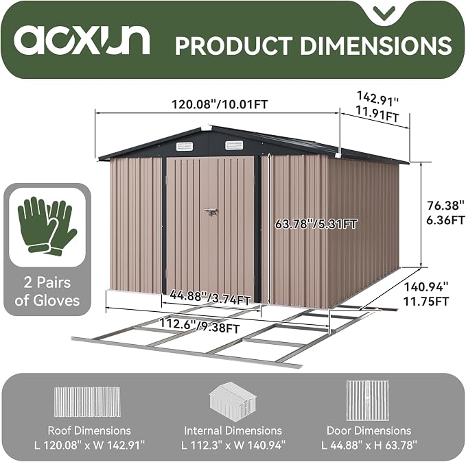 Aoxun 10 x 12FT Outdoor Storage Shed - Image 9
