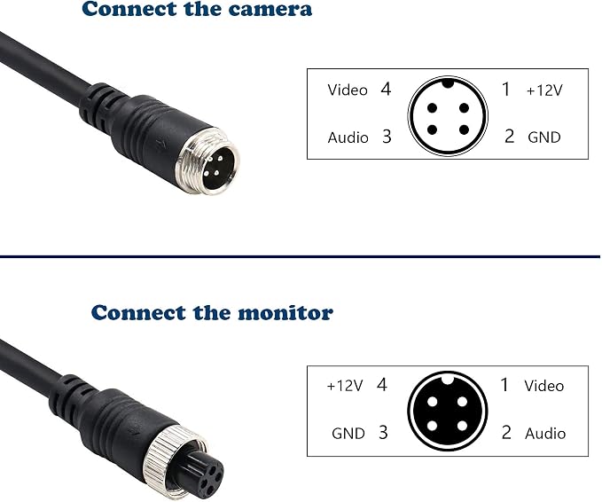 (17FT / 5m Backup Camera Cable, 4-pin Aviation Video Extension Cable, Car Video - Image 3