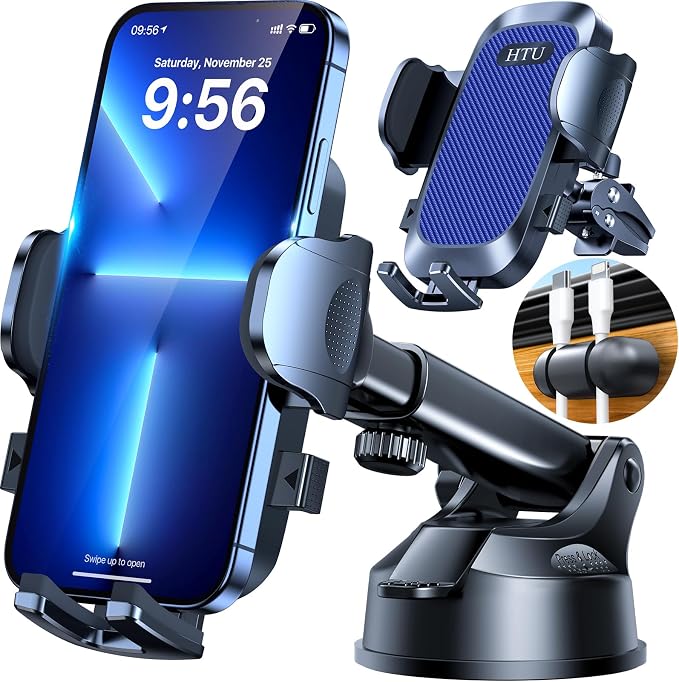 HTU 2025 Upgraded Car Phone Holder 【Safety Certs & No Smell】 Cell Phone Holder by HTU15yearsincarmounts