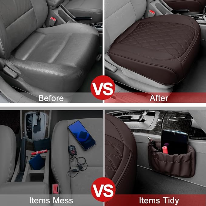 2 Pack Leather Front Car Seat Cover Bottom Car Seat, Anti-Slip and Full Wrap - Image 5