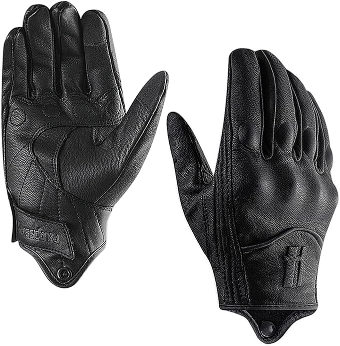 Harssidanzar Women's Motorcycle Gloves, Leather Motorcycle Gloves, Motorbike by Harssidanzar