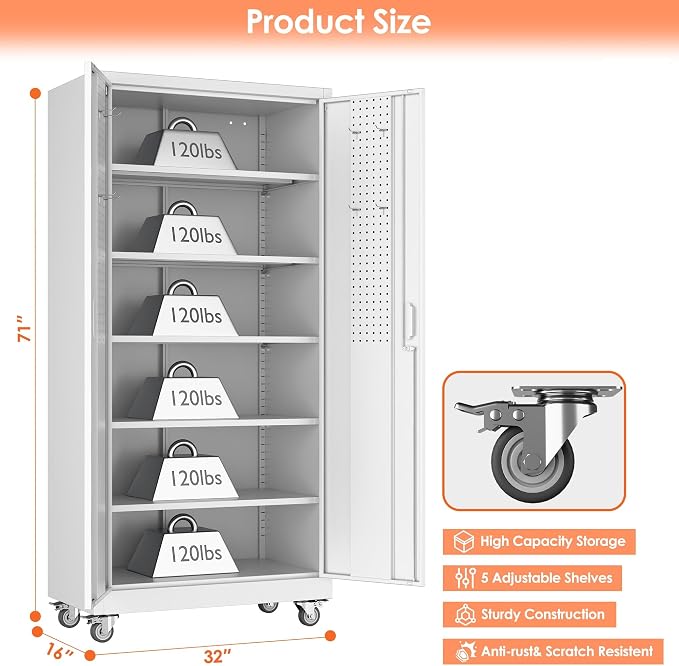 71" H×32" W×16" D Garage Storage Cabinet - Image 3