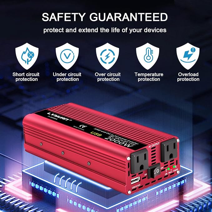 Car Vehicle Power Inverter 800W/2000WDC-AC 12V-110V Converter Power Supply - Image 4
